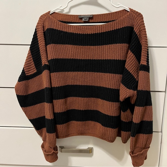 French Connection Black & Brown Stripe Sweater - Picture 2 of 5